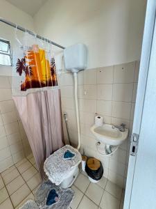 a small bathroom with a toilet and a sink at Otima casa bem localizaca para 6 a 8 pessoas in São Luís +48 photos