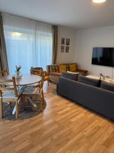 TV a/nebo společenská místnost v ubytování Schöne Eigentumswohnung mit Terrasse