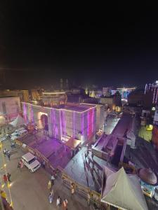 an overhead view of a city at night at Stay Kailash -Vishwanath Temple View in Varanasi