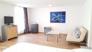 TV a/nebo společenská místnost v ubytování Spalenbrunnen Hotel & Restaurant Basel City Center