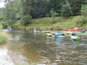 a group of people kayaking on a river at Niebieski Domek in Gorzyca
