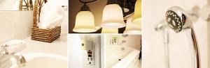 a series of pictures of a bathroom with a faucet at Bed & Breakfast Monarch in Canmore +14 photos