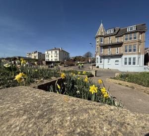 a bunch of flowers in a garden in front of a house at The Eastleigh in Seaton