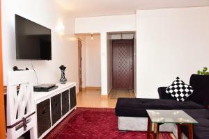 Телевизор и/или развлекательный центр в Chic City Apt with attached Private Bath 5km toUN