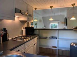 Nhà bếp/bếp nhỏ tại Boshuis Bubbels Wellness Chalet with Private HOTTUB and SAUNA - Super Holiday House with Huge Garden and Private Parking Space - Veluwe Holiday Voorthuizen +19 ảnh