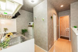 a kitchen with a sink and a counter at 301 6 mins walk from Higashi-Jujo Station Comfortable 1 bedroom apartment on the 3rd floor Direct access to Akihabara and Ueno in Tokyo +57 photos