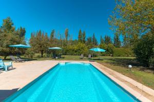 einen Pool im Garten mit Sonnenschirmen in der Unterkunft Domaine Plan Des Devens Bien-être in Roussillon