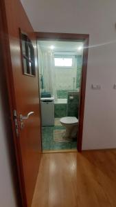 巴尔代约夫Byt v centre mesta的带马桶和玻璃门的浴室 更多16张照片