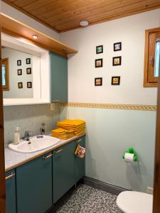 Un baño con lavabo e inodoro en Northern Lights Lakehouse, en Rovaniemi