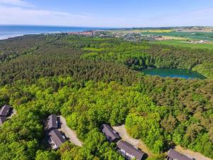 an aerial view of a forest and a lake at Holiday Home Verner - 500m from the sea by Interhome in Hasle
