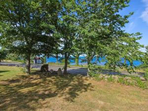a group of trees with a view of the water at Holiday Home Nyyrikki - 100m from the sea by Interhome in Gudhjem +26 photos