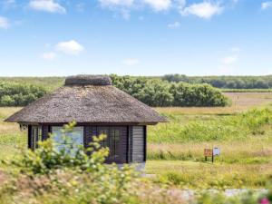 eine kleine Hütte mit einem Strohdach auf einem Feld in der Unterkunft Apartment Nils - 2-3km from the sea by Interhome in Sønderby + 26 Fotos