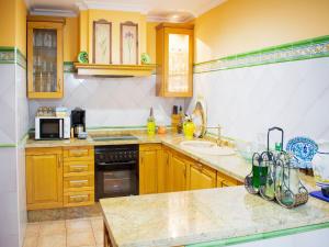 eine Küche mit Spüle und Arbeitsplatte in der Unterkunft Seville Escape with Terrace in Sevilla