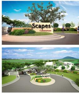 a collage of two pictures of the entrance to the yards restaurant at JMS Suite Cabanatuan in Bangad