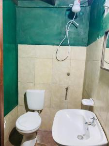 ein Badezimmer mit Toilette, Waschbecken und Dusche in der Unterkunft Iberá in Mercedes