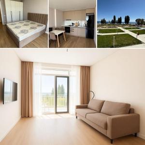 Posezení v ubytování Квартира в Chaika Resort с видом на озеро