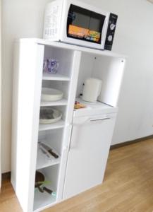 a white shelf with a microwave on top of it at Ueda Building - Vacation STAY 8546 in Asahikawa +34 photos