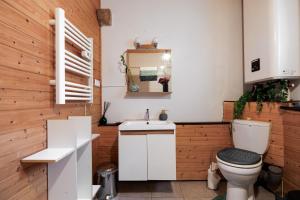 a bathroom with a toilet and a sink at Gite Fil Rouge in Saint-Pierre-dʼAurillac +18 photos