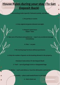 a brochure of house rules during your stay deposit back at *FL1k* For your most relaxed & Cosy stay + Free Parking + Free Fast WiFi in Headingley