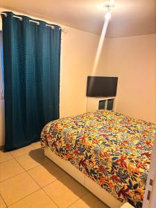 Katil atau katil-katil dalam bilik di Charmant T2 Ajaccio