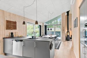 eine Küche mit Spüle und Arbeitsplatte in der Unterkunft JB164 Fjerritslev - Poppelvej 16 in Fjerritslev