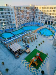 an aerial view of a large pool in a resort at Private Beach Chalet in Orabia in Hurghada