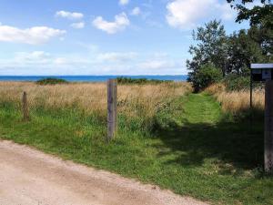 un chemin de terre à côté d'un champ d'herbe haute dans l'établissement Holiday Home Meeno - 200m from the sea by Interhome, à Gørlev