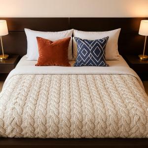 Giường trong phòng chung tại Modern Penthouse with 2 Bedroom & 2 Terraces by Seafront Walk