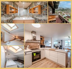 un collage de fotos de una cocina con fregadero en Chez François I T4 I Morzine, en Morzine