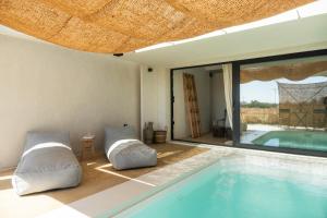 a villa with a swimming pool and a house at Theta Skyros in Skiros