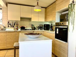 a kitchen with a bowl of food on a counter at Habitación en casa compartida-Sector Los Dominicos in Santiago +19 photos