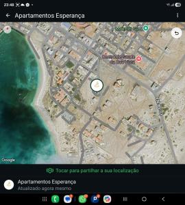 a screenshot of a cell phone screen with a map at Apartamentos Esperança in Sal Rei