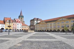 a city square in the old town at Apartmán U krále Tylova 516 in Jičín