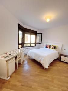 a bedroom with a bed and a desk in it at Alcobendas Cómodo y luminoso Un dormitorio in Alcobendas