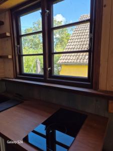 a view from a window in a room at Haus Evelynchen auf Rädern Deutschhof in Deutschhof