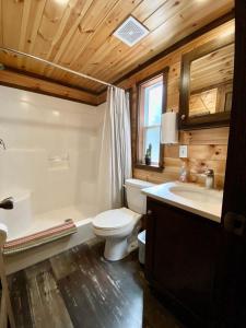 a bathroom with a toilet and a tub and a sink at Resort at Fredericksburg Unit 2 in Rocky Hill
