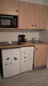 a kitchen with a dishwasher and a sink with birds stickers at Disneyland Paris your perfect stay in Serris