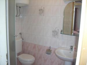 a small bathroom with a toilet and a sink at Rooms Novaković in Opatija