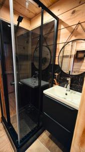 Koupelna v ubytování Chalet & jardin au coeur des montagnes alpines