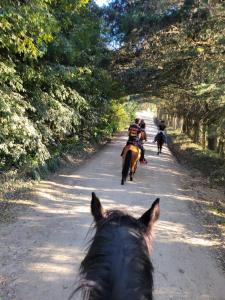 a couple of people riding horses down a road at Casa Campestre Bimori in Chocontá +66 photos