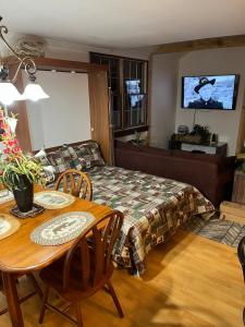Μια τηλεόραση ή/και κέντρο ψυχαγωγίας στο Adirondack Trailside Cabin