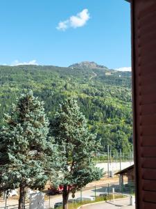 ブール・サン・モーリスにあるSki Cozy Bourg-Saint-Maurice Les Arcsの窓からの山の景色