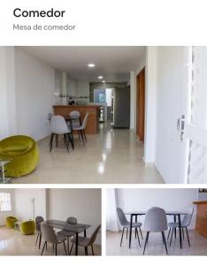 two pictures of a room with a table and chairs at Los primos 2 in Santa Marta