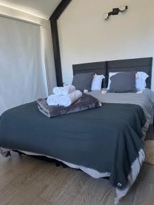 En eller flere senge i et værelse på Cabañas De La Ribera