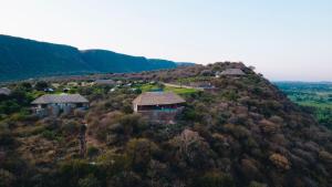 an aerial view of a house on a hill at Foot On Africa Safari Lodge in Mto wa Mbu