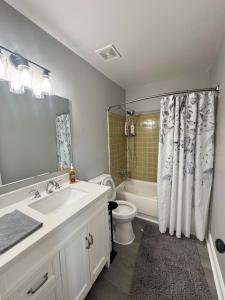 a bathroom with a sink and a toilet and a shower at 3 bedroom Town home in Charlotte
