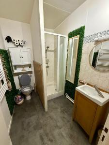 a bathroom with a toilet and a sink and a shower at Pastel De Nata #Hypercentre #Stationnement facile in Cognac