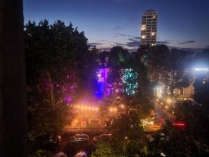 a view of a city at night with lights at Wielkopolska 22 in Szczecin