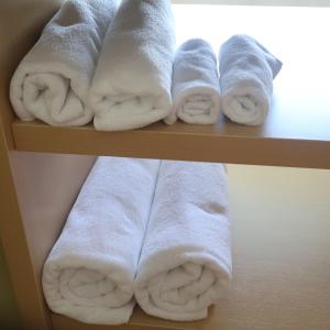 Cam Ranh International AirportにあるArena Cam Ranh - Luxury Apartment Sea Viewの棚にタオルが一枚