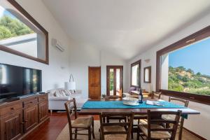 Μια τηλεόραση ή/και κέντρο ψυχαγωγίας στο Villa Lyra - Private with Incredible Sea and Sunset Views with Hot Tub